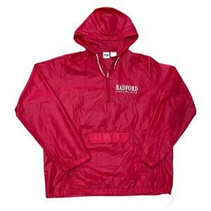 Vintage Radford University 1/4 Zip L Windbreaker Jacket 80s 90s MVP Pullover Red